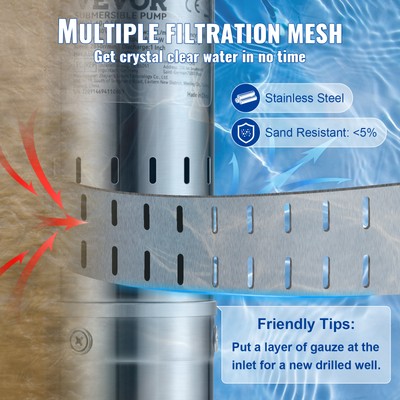Mophorn Pompa Sommergibile Per Pozzi Profondi, 370 W, 230 V, 110 L/min, Prevalenza 44 M, Cavo 20 M Acciaio Inossidabile Impermeabile Ip68 Con Scatola Di Controllo Per Uso Industriale Irrigazione 85592305 - Foto 1
