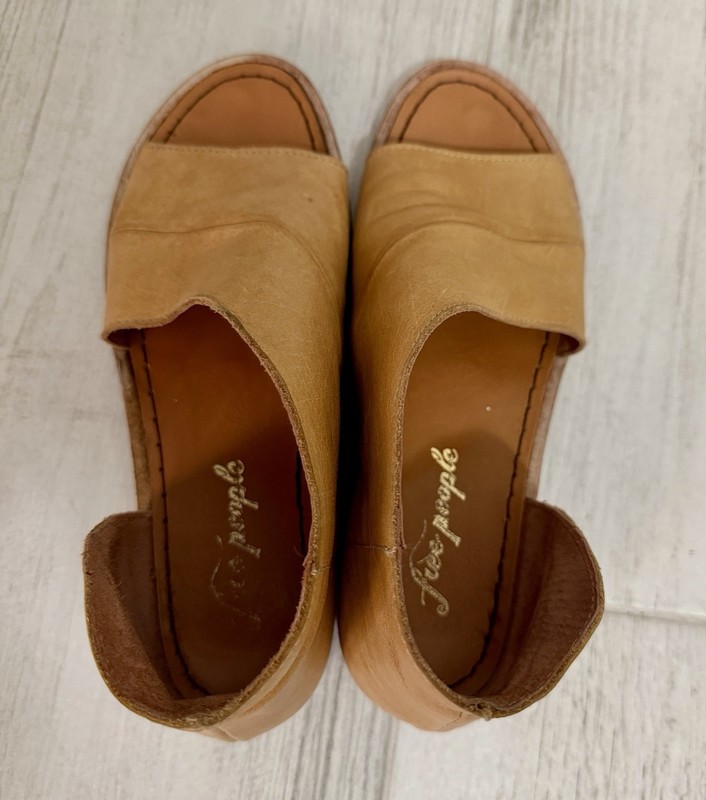 Free People Royale Cutout Flat Size 38Tan Leather Pointed Toe Boho Western