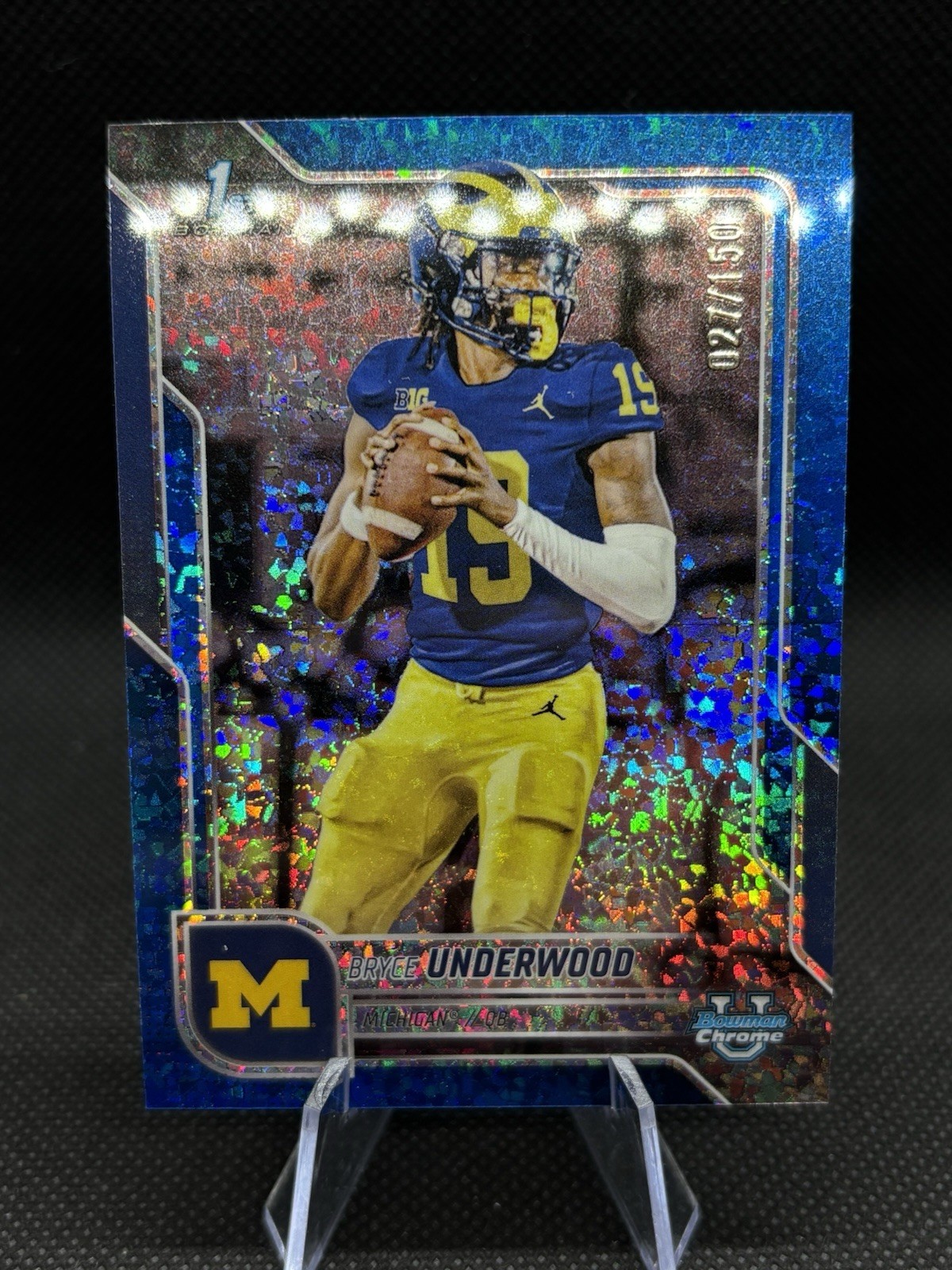 2025 Bowman Chrome U Bryce Underwood Michigan 1st Blue Mini Diamond 27/150 #196