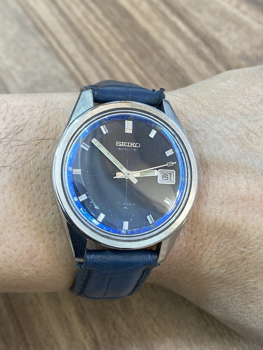 VINTAGE SEIKO 7005-8062 Cross Hair Blue dial AUTOMATIC 17 Jewels