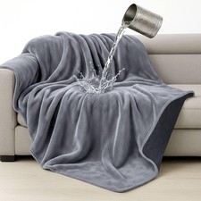 Love Waterproof Dark Gray and Light Gray Bed Blanket 50'' x 60'' with a Stora...