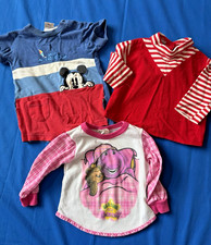 Vintage 3 Lot Baby Clothes Toddler Romper Top Disney Mickey Mouse Barney USA