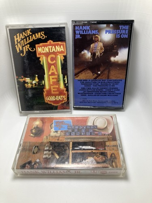 #ad #ad HANK WILLIAMS JR. The Pressure Is On Greatest Hits Montana Cafe 3 Cassette Lot $10.00