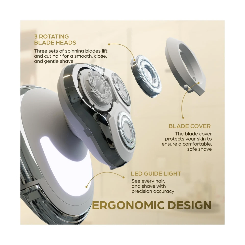 Maquinilla de afeitar giratoria 3D Perry Ellis para mujer’s, afeitadora eléctrica para sensibles... Fas Foto 2 de 4