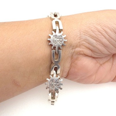 Sterling Silver Smiling Suns Links Bracelets 7.5