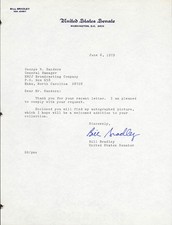 BILL BRADLEY - TYPED LETTER SIGNED 06/06/1979