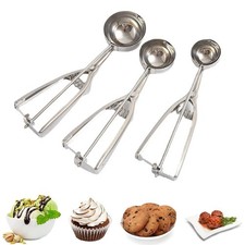 Ice Cream Scoop Scooper Mash Potato Cookie Dough Stainless Steel Spoons Portable
