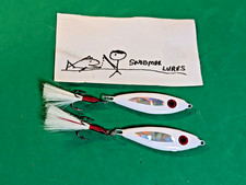 2 -1 oz SHAD Fishing Casting Jigging Slab Lead Spoons Lures white holograph  pm5