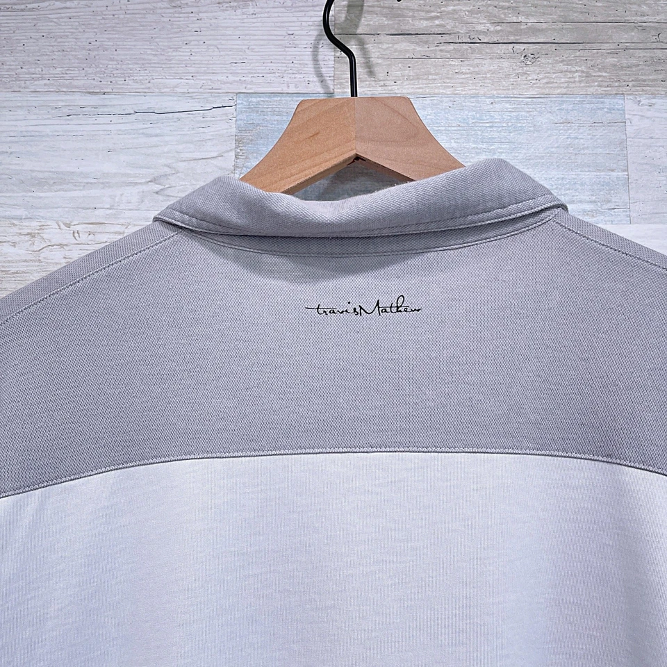 Polo de golf Travis Mathew Leeway a rayas de algodón Pima blanco gris para hombre XL Foto 4 de 4