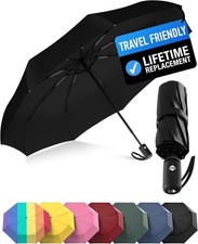 Windproof Compact Umbrellas Rain Strong Reinforced Fiberglass Rib Design