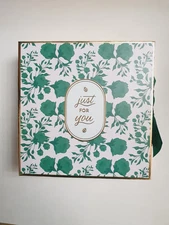 Bath & Body Works Just For You Empty Pink Green Gift Box with Ribbon