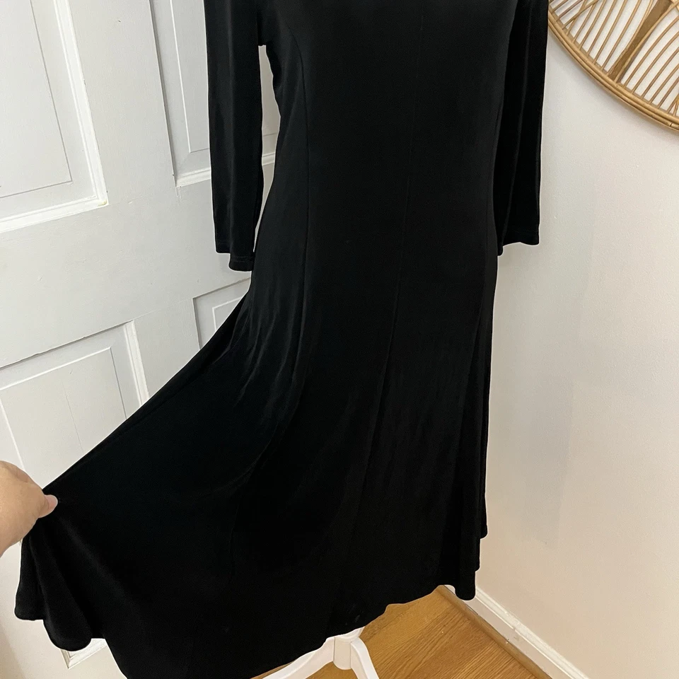 Kiara черный Slinky Flowy Balletcore Gothic ведьмы траур подходит Расклешенный платье S - Изображение 2 из 4