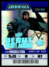 2019-20 Upper Deck Credentials Jacob Middleton 198/999 San Jose Sharks #84