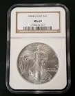 2004 Eagle S$1 Silver NGC MS 69 Spots #7129