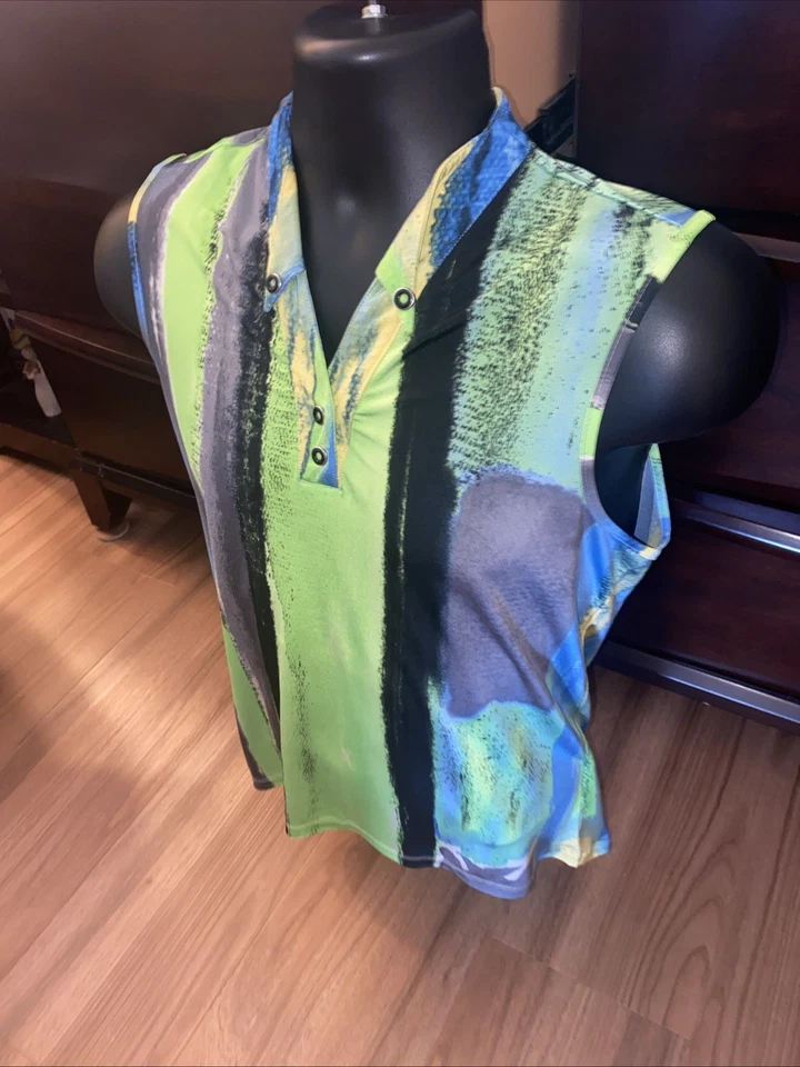 Top de golf JAMIE SADOCK para mujer multicolor 1/4 cremallera sin mangas talla mediana Foto 2 de 4