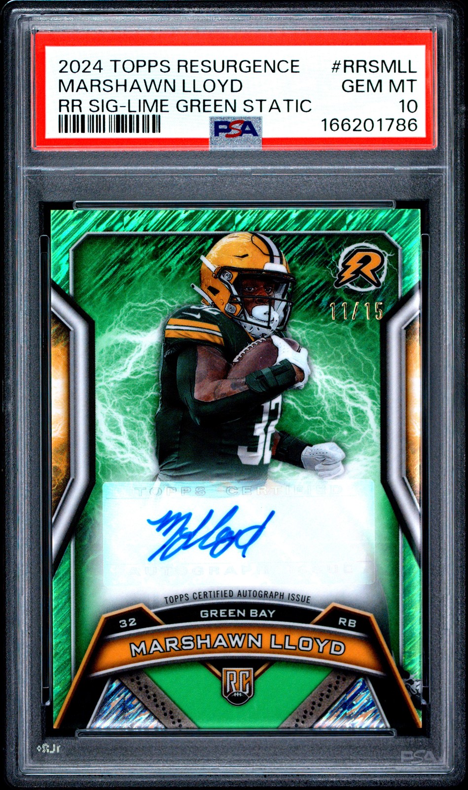 MarShawn Lloyd Topps Resurgence Rookie Signatures #RRSMLL Lime Green Static