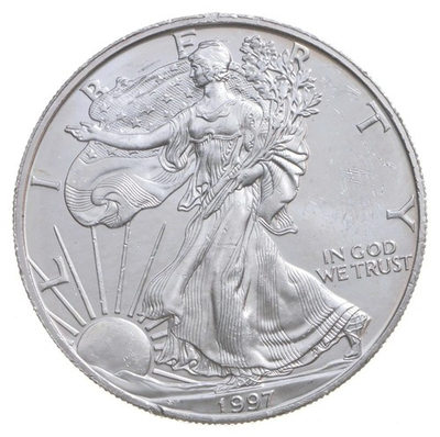 #ad 1997 Unc American Silver Eagle 1 Troy Oz .999 Fine Silver $49.95