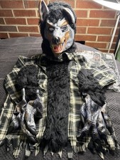 Spooktacular Creations Boys Medium Werewolf Costume Deluxe 4pc Set Mask Plaid