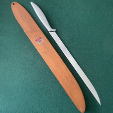 GERBER EXCALIBUR Carving Slicing Filet Knife, Wooden Sheath, 12&rdquo; Blade, Vintage
