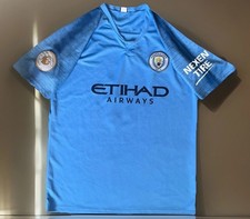 Manchester City 2018 Home Jersey Men  s M 3 Premier League Soccer Shirt Blue