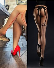 Pin Up Nahtstrümpfe 20 DEN S-XXL Retro Nylons Damenstrümpfe Strapse Damen Madame