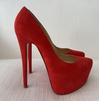 Christian Louboutin Daffodile 160 Coral Wildleder Plateau Heels Schuhe Gr. 37,5 NEU