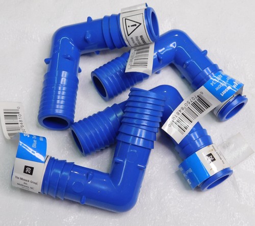 Lot of (4) Push on 160 psi Polypropylene Blue 90 Degree Elbow 3/4" x 3/4" Dia. - Picture 6 of 6