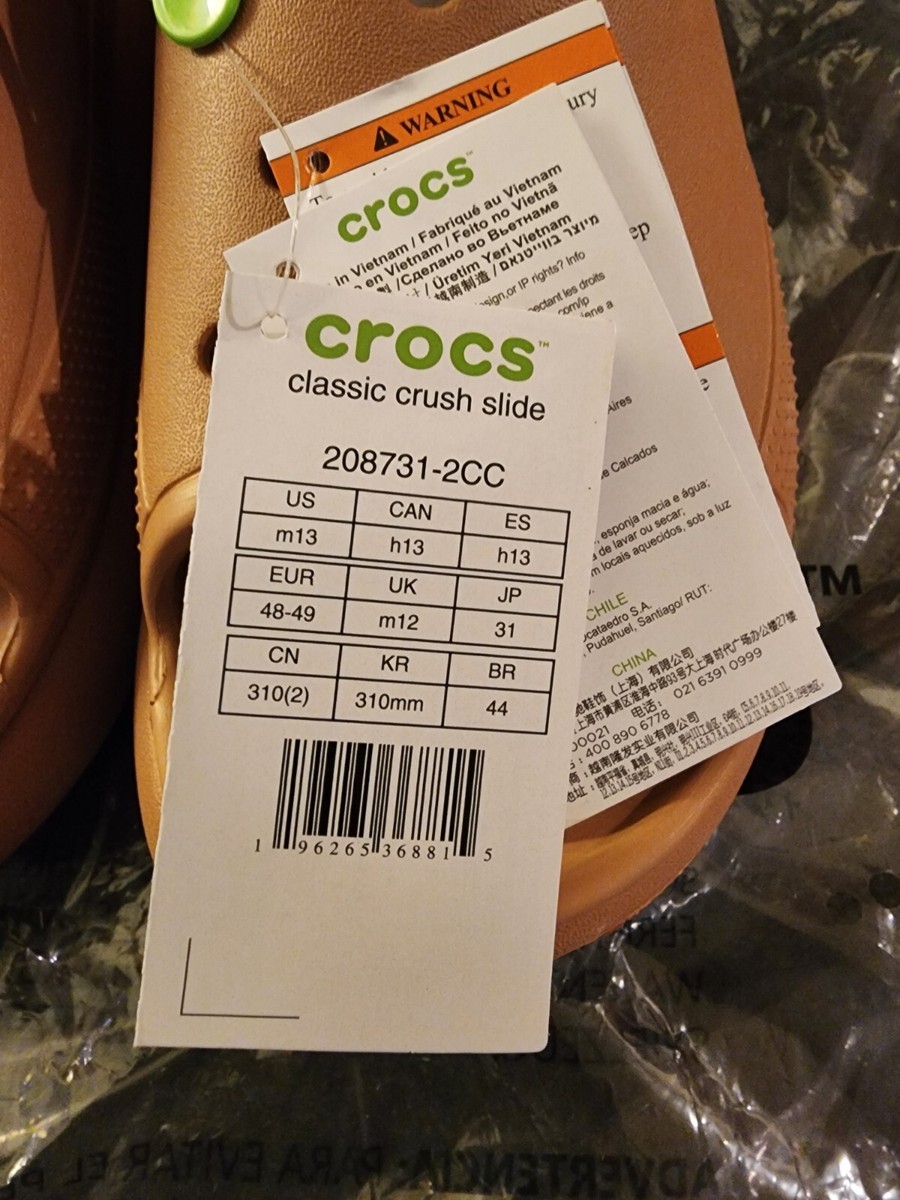 ✅️New! Crocs Mens Size 13 Classic Crush Slides Sandals Cork