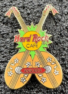 Hard Rock Cafe Ankara Crossed Saz Turkish Guitars Pin - Green Splash
