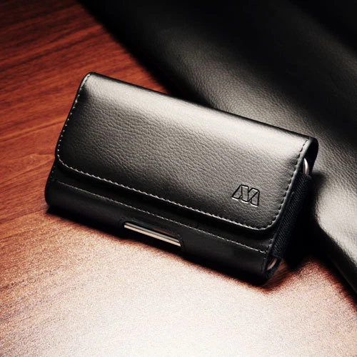 Leather Case Cover Pouch Flip Belt Clip for Universal Smart Phone w/ Card Slots - Image 3 of 4