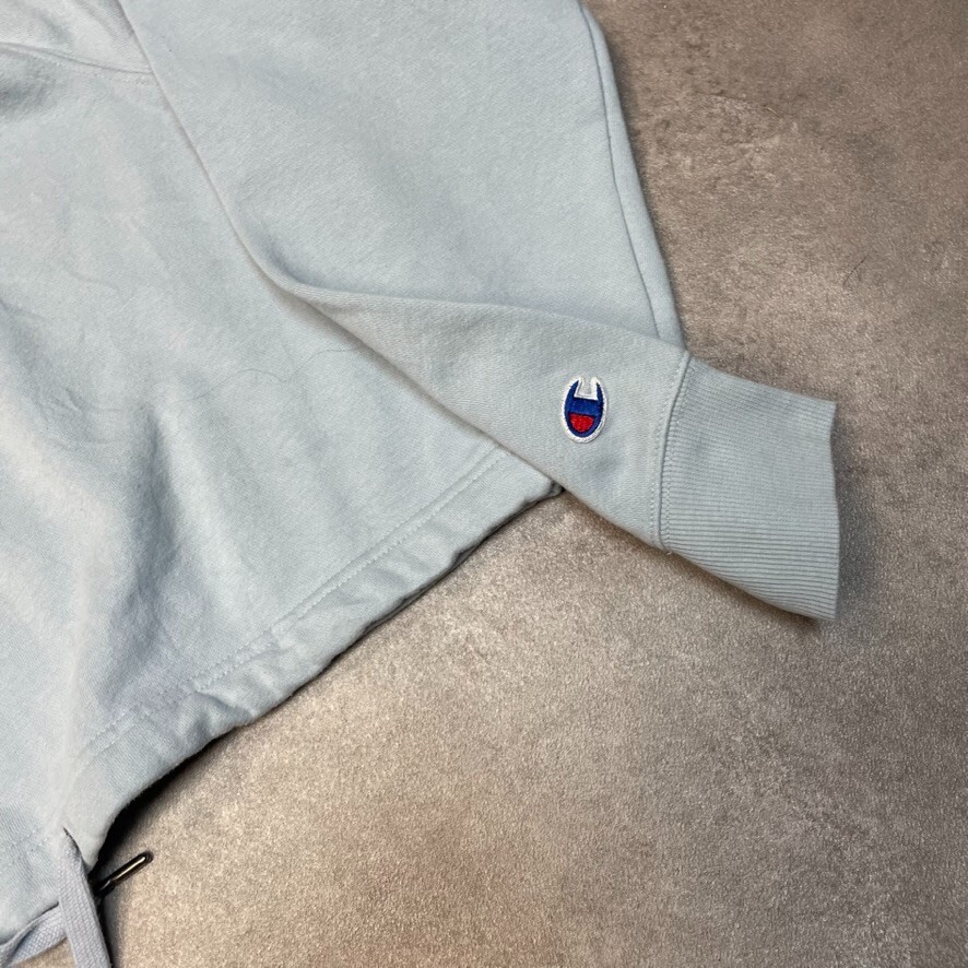 Champion Sweatshirt Womens Cropped Script Logo Sports Jumper, Blue  Medium image 5