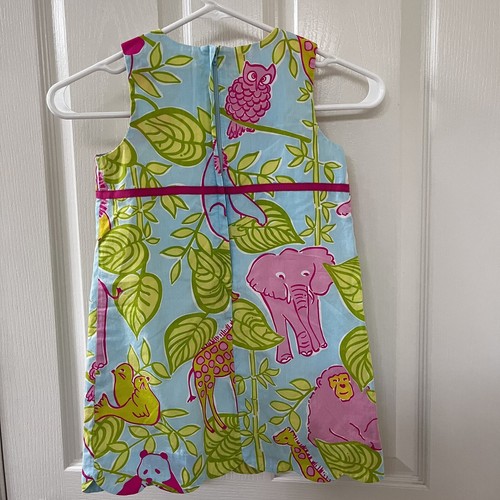 Lilly Pulitzer San Diego Zoo Animals Print Dress Scalloped Hem Girls Size 5 - Picture 8 of 11
