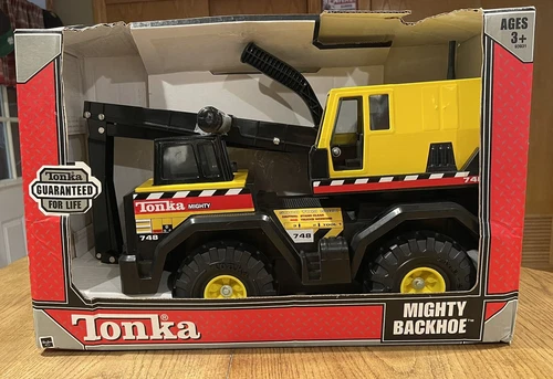 2003 Tonka Mighty Backhoe  #93931 Pause, Swivels 360° Made W Steel  20”Lx 14” T