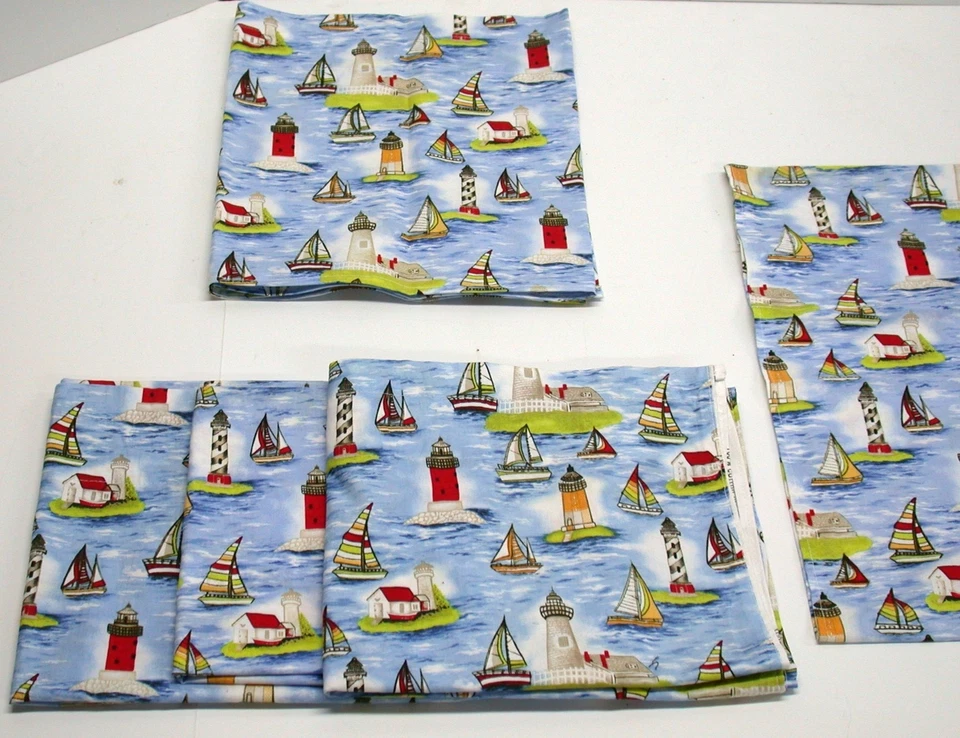 Juego de niveles y cenefas de cortina de café para faros y veleros ~ azul rojo verde Foto 2 de 4