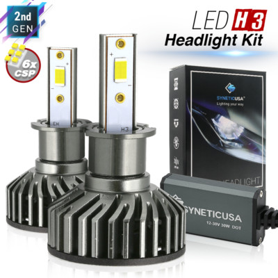 H3 CSP 6000K White High Power LED Fog Lamps Conversion Kit Light, 2961 lm