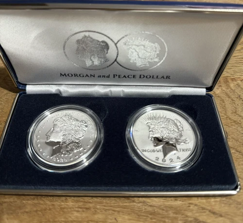 2024 S Reverse Proof $1 Morgan and Peace Silver Dollar 2pc Set W/OGP In Hand.