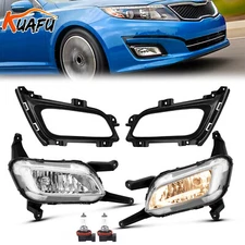 For Kia Optima 2014 2015 Front Fog Lights &Bezels Driver Passenger W/ Bulbs
