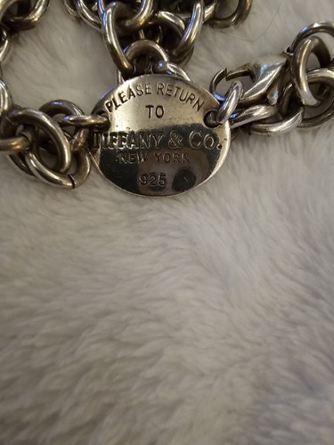 18" Please Return To Tiffany Oval Tag Choker Pendant Necklace in Sterling Silver