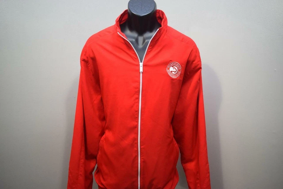 Chaqueta de baloncesto Adidas NBA Atlanta Hawks cremallera completa roja atlética para hombre talla XL Foto 2 de 4
