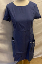 Misslook Women's Blue Medium Dress with Pockets Round Neck Classic Knee Length