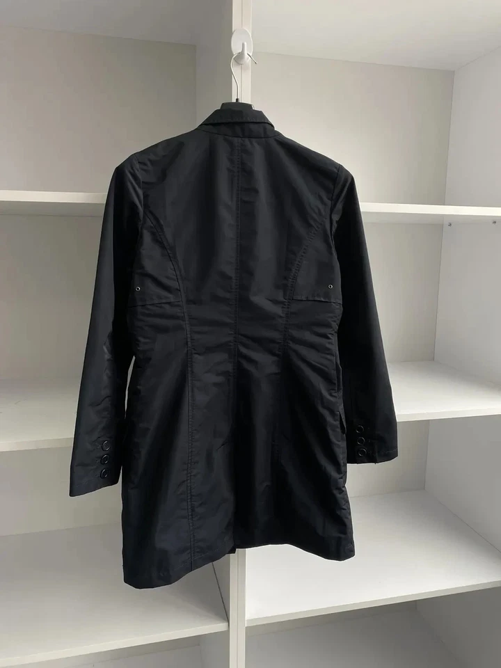 Vintage Woolrich Woman Navy Trench Coat Zip Jacket Sz L - Image 4 of 4