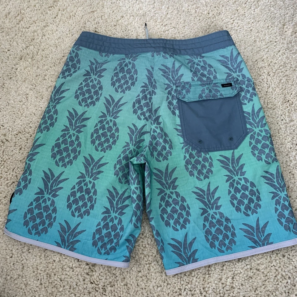 RIP CURL Boardshorts Mens Sz 28 Mirage Blue Green Pineapple Logo Drawstring - Image 3 of 4