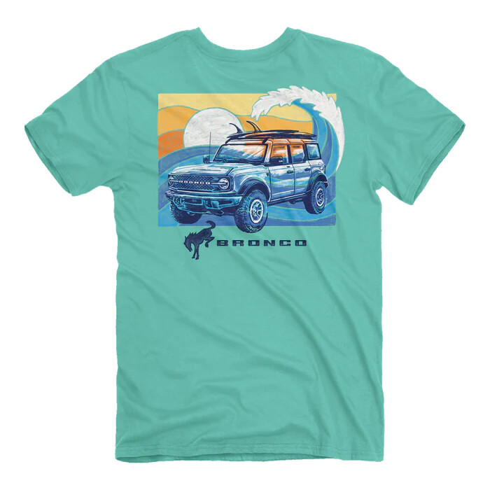 Celadon Green T-Shirt w/ 2021-2025 Ford Bronco Beach Tidal Wave