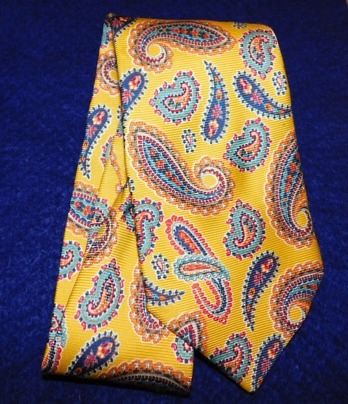 CORBATA PAISLEY MEETING STREET HECHA A MANO EN ITALIA AMARILLO/ROJO/AZUL - CORBATAS DE DISEÑADOR. Foto 2 de 3
