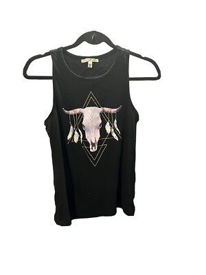 Express One Eleven Cow Skull Graphic Print Tank XS