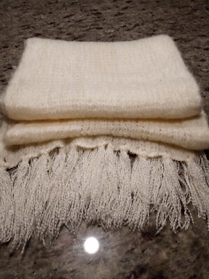 Sonoma Life Style White Ivory Soft Cozy Fringe Scarf 