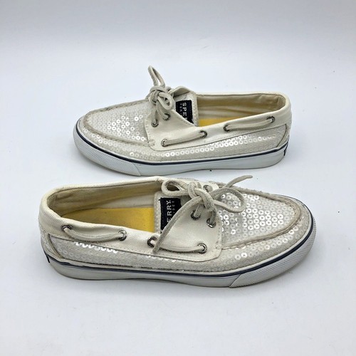 Sperry Top Sider 9447160 Women Ivory Sequin Boat Shoe Size 5M Pre Owned - Picture 9 of 12