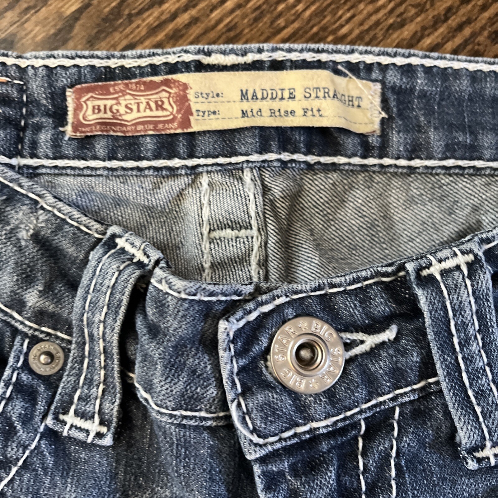 Big Star Jeans Womens 28x29 Blue Denim Maddie Straight Mid Rise Fit Stretch - View 2