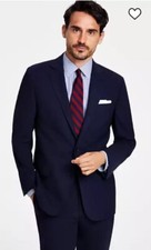 Brooks Brothers 346 Mens Stretch Wool Blend Blue Blazer Sport Coat Size 45L
