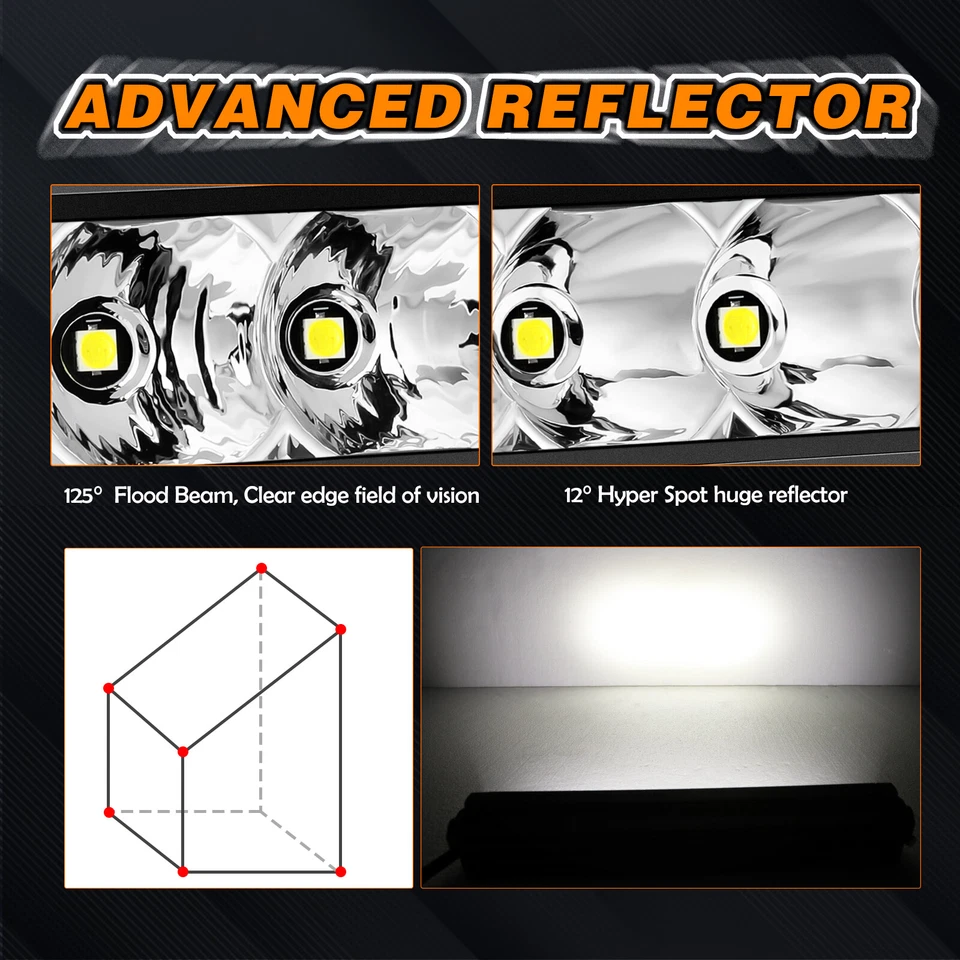 For Polaris Ranger XP1000 1000 Crew 12" Single ROW LED Light Bar Silm+ Wiring  Foto 3 de 4